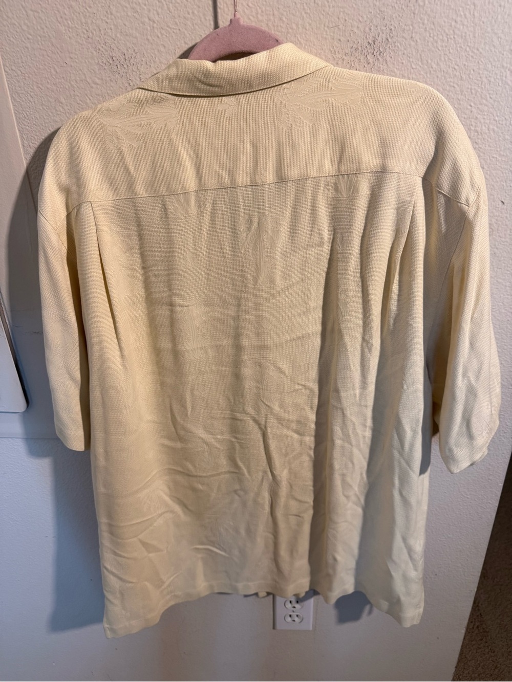 Tommy Bahama 100% Silk Camp Shirt Ivory Palm Tree Jacquard Men’s Medium - Picture 3 of 8